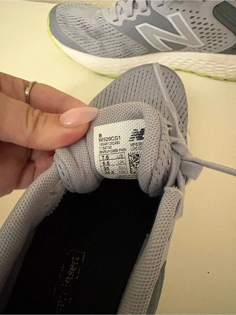 New Balance Gray and Dark Green Women's Running Sneakers with Lime Outsole
